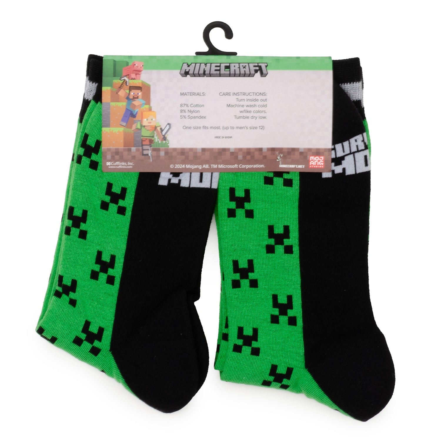 Minecraft Creeper Green Father/Son Sock Set by Cufflinks.com