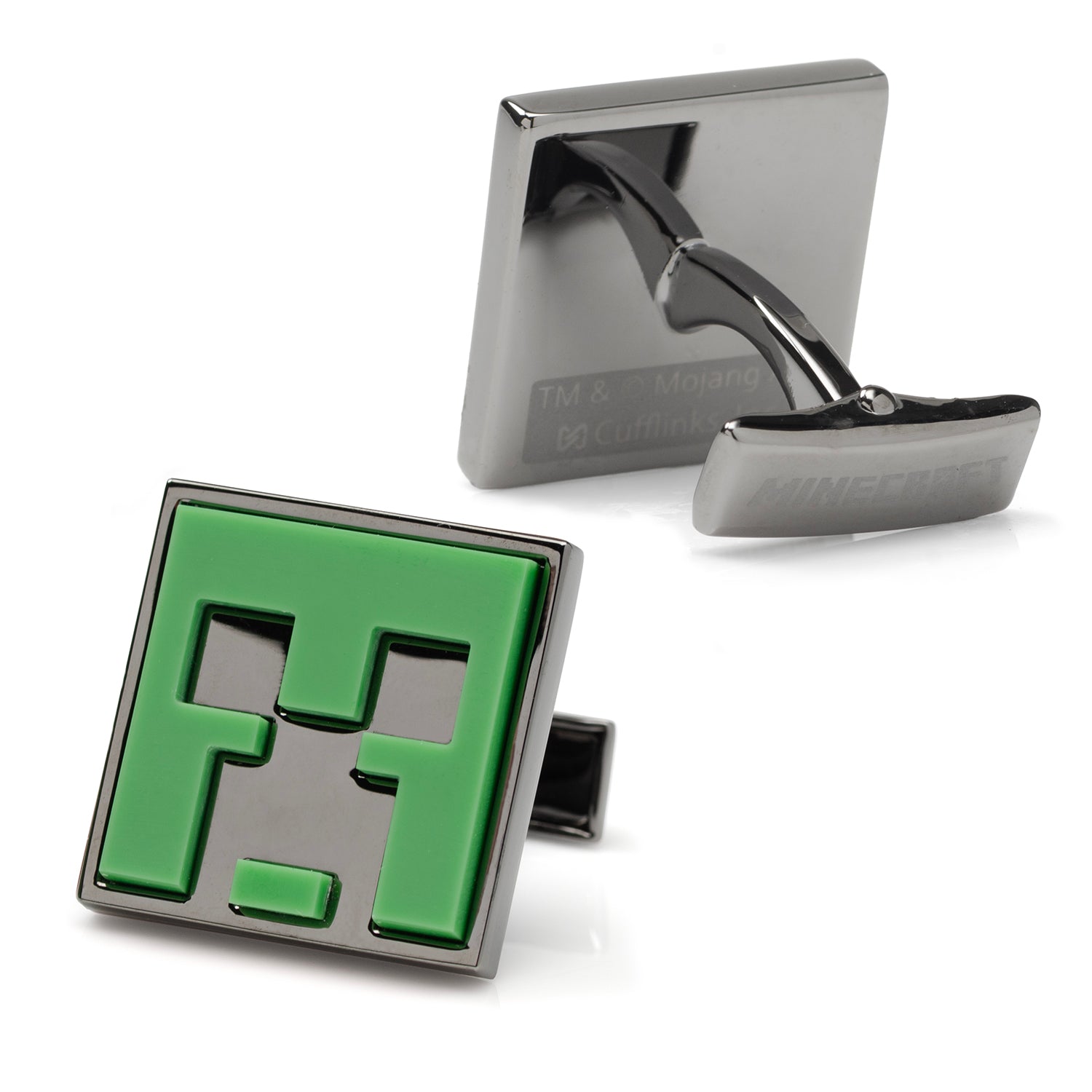 Minecraft Creeper Gunmetal Cufflinks by Cufflinks.com