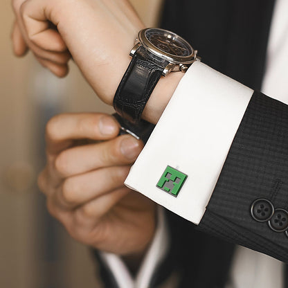 Minecraft Creeper and TNT Gunmetal Cufflinks by Cufflinks.com