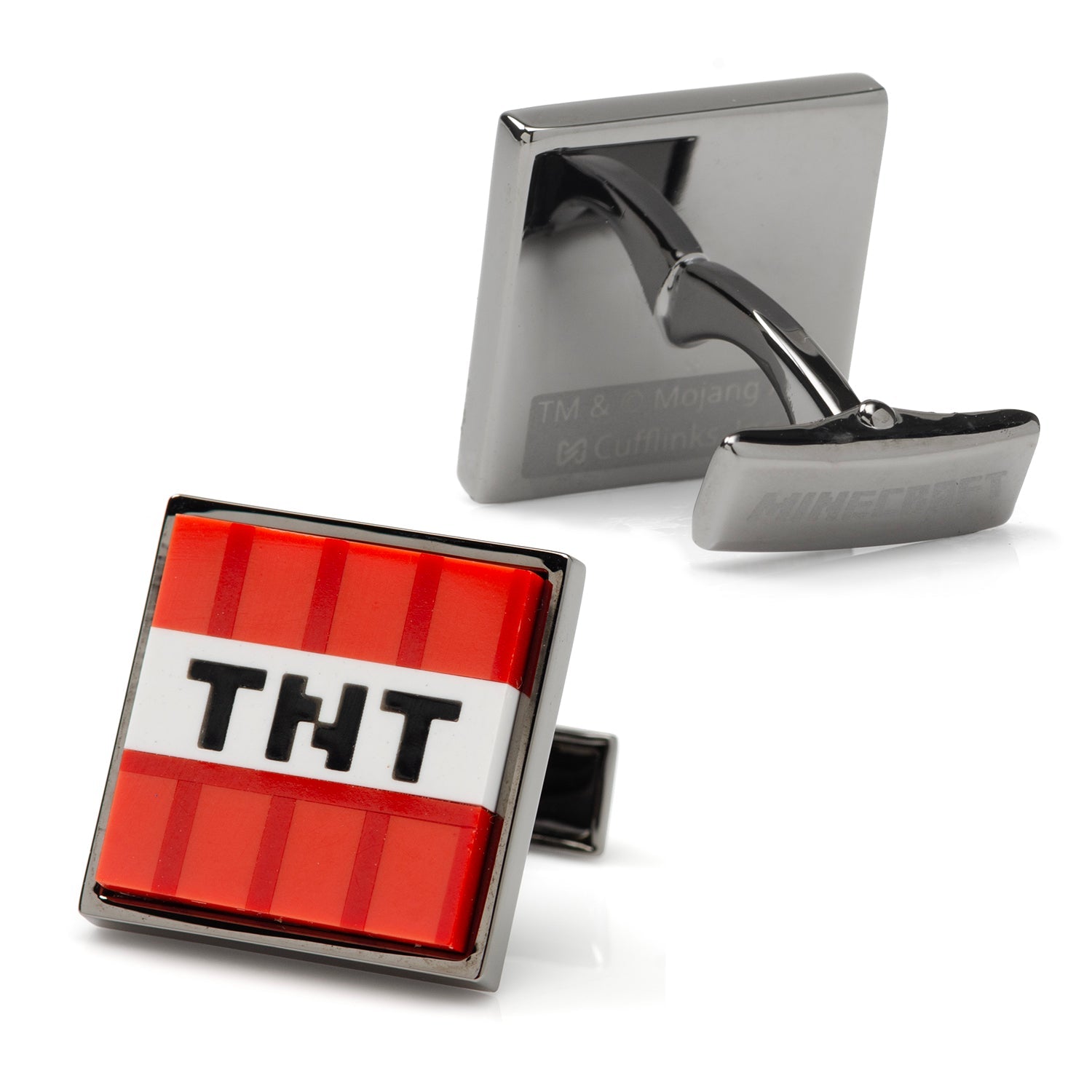 Minecraft Creeper and TNT Gunmetal Cufflinks by Cufflinks.com