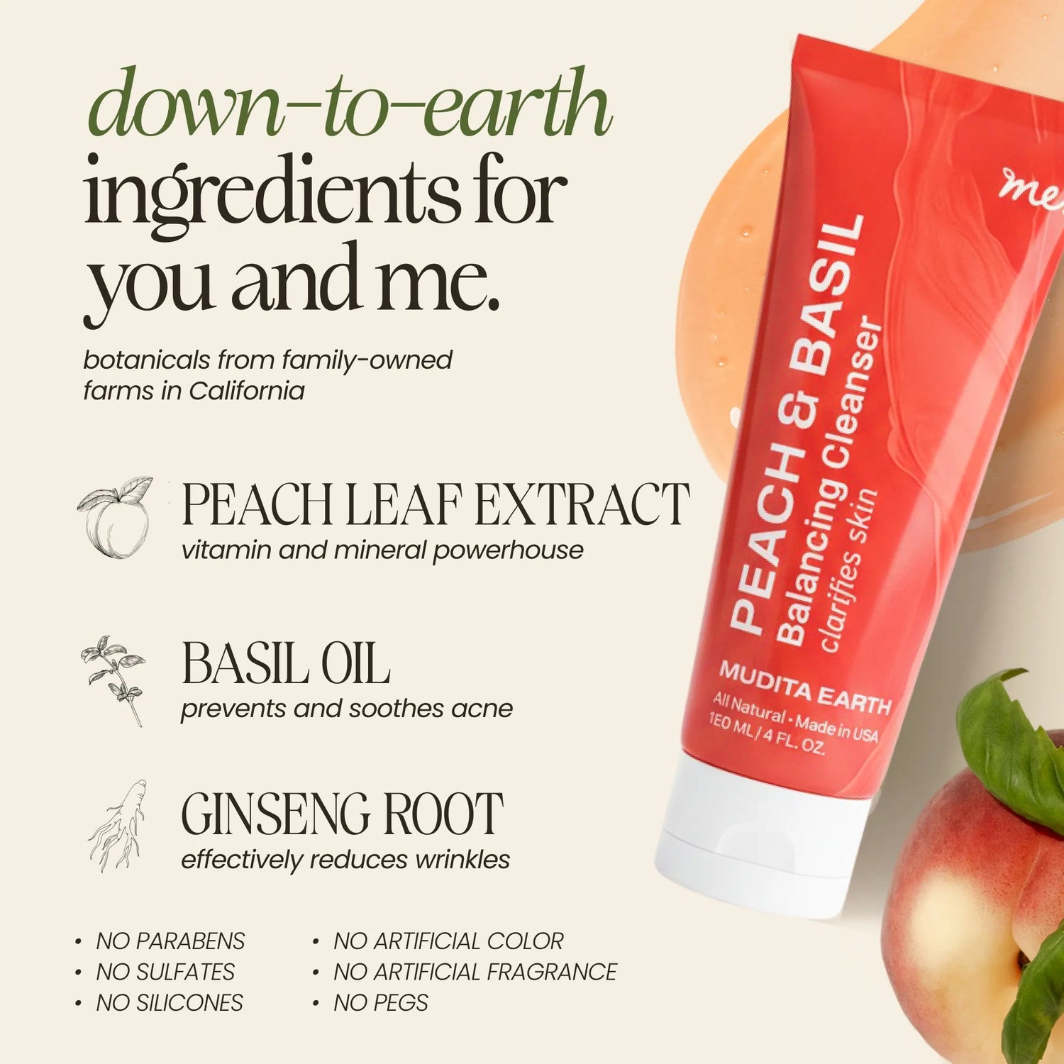 Peach &amp; Basil Balancing Face Cleanser 