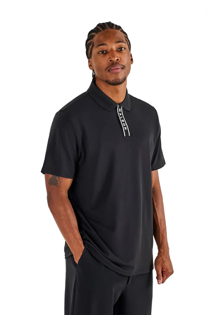 Malbon Block Placket Polo - Black by Denim Exchange