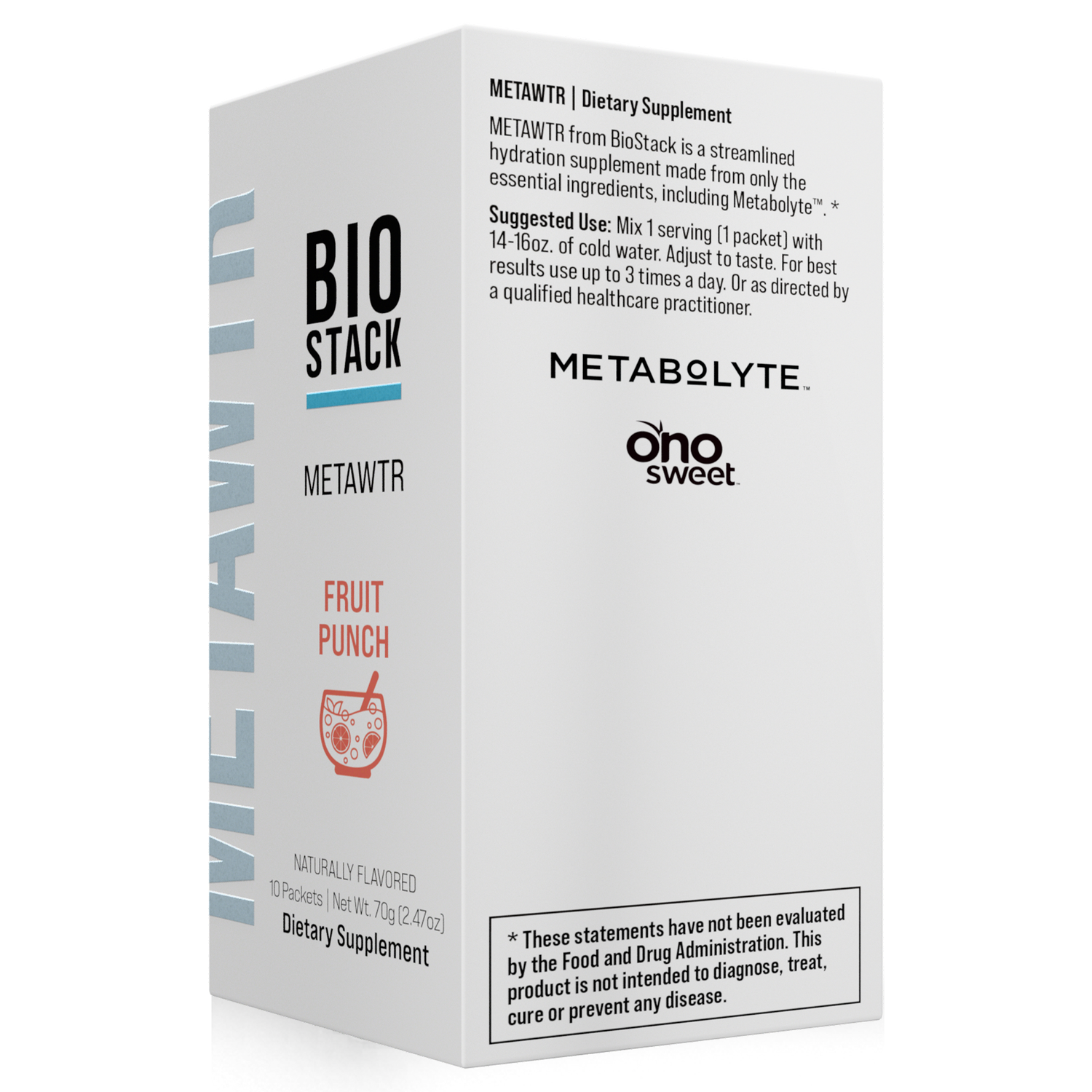 MetaWTR Hydration Fruit Punch - 10 Stick Pack by BioStack