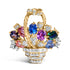 18K Yellow Gold 1 1/10 Cttw Diamond and Mixed Gemstone Floral Bouquet Pendant and Brooch Pin (G-H Color, VS1-VS2 Clarity) by Bids.com