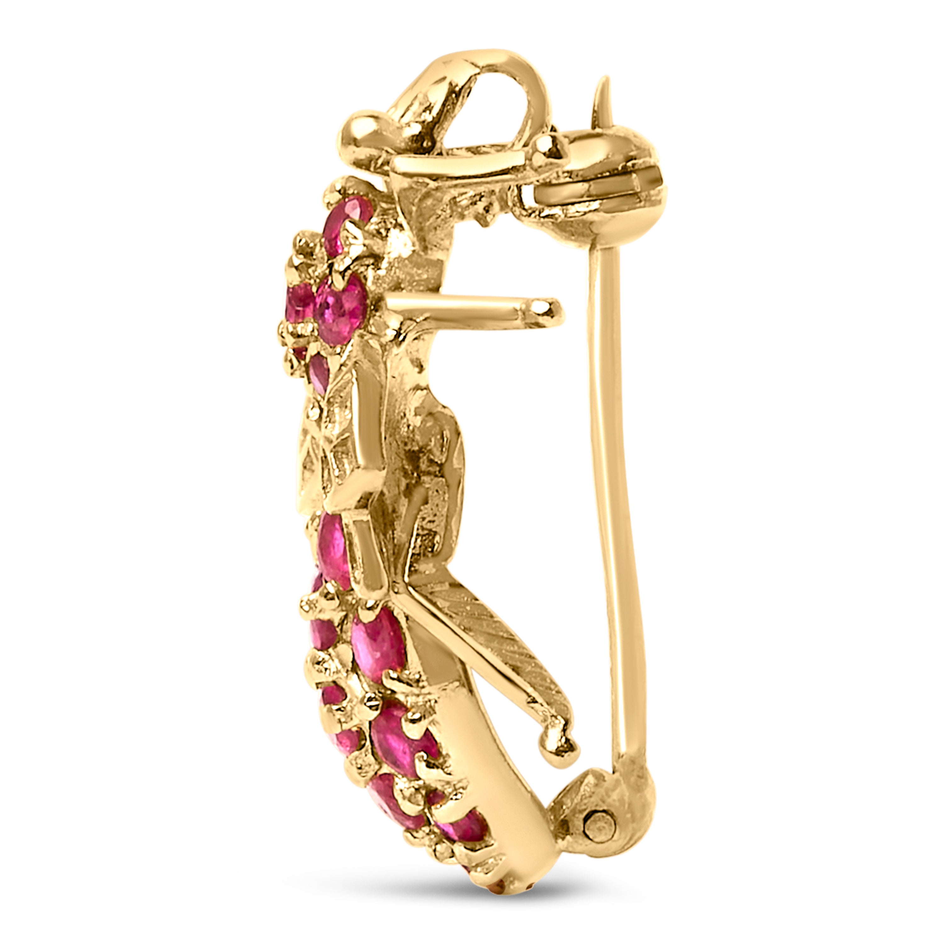 14K Yellow Gold Red Ruby Bee Brooch Pin by Bids.com