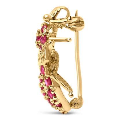 14K Yellow Gold Red Ruby Bee Brooch Pin by Bids.com
