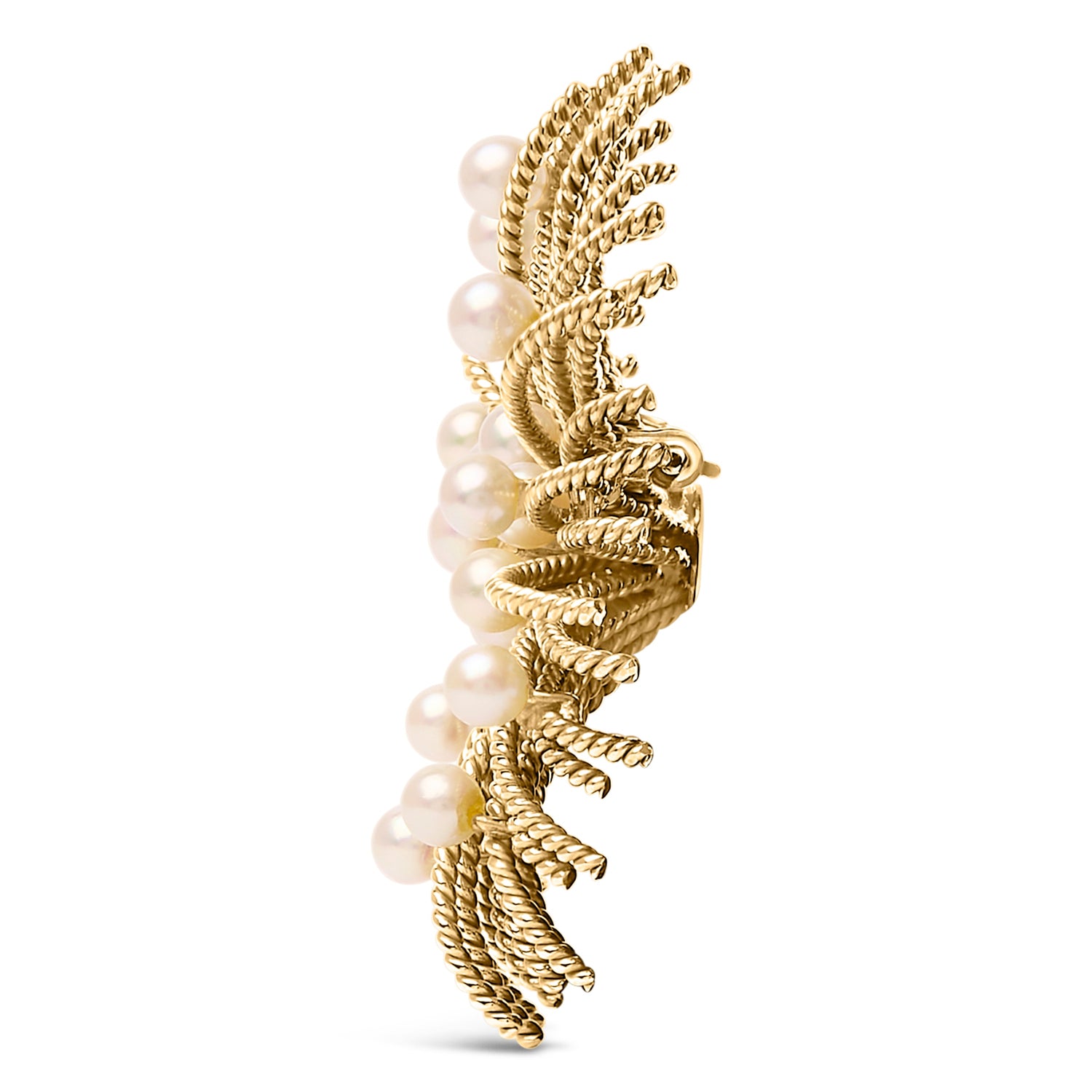 18K Yellow Gold Cultured Freshwater Pearl Starburst Brooch Pin by Bids.com