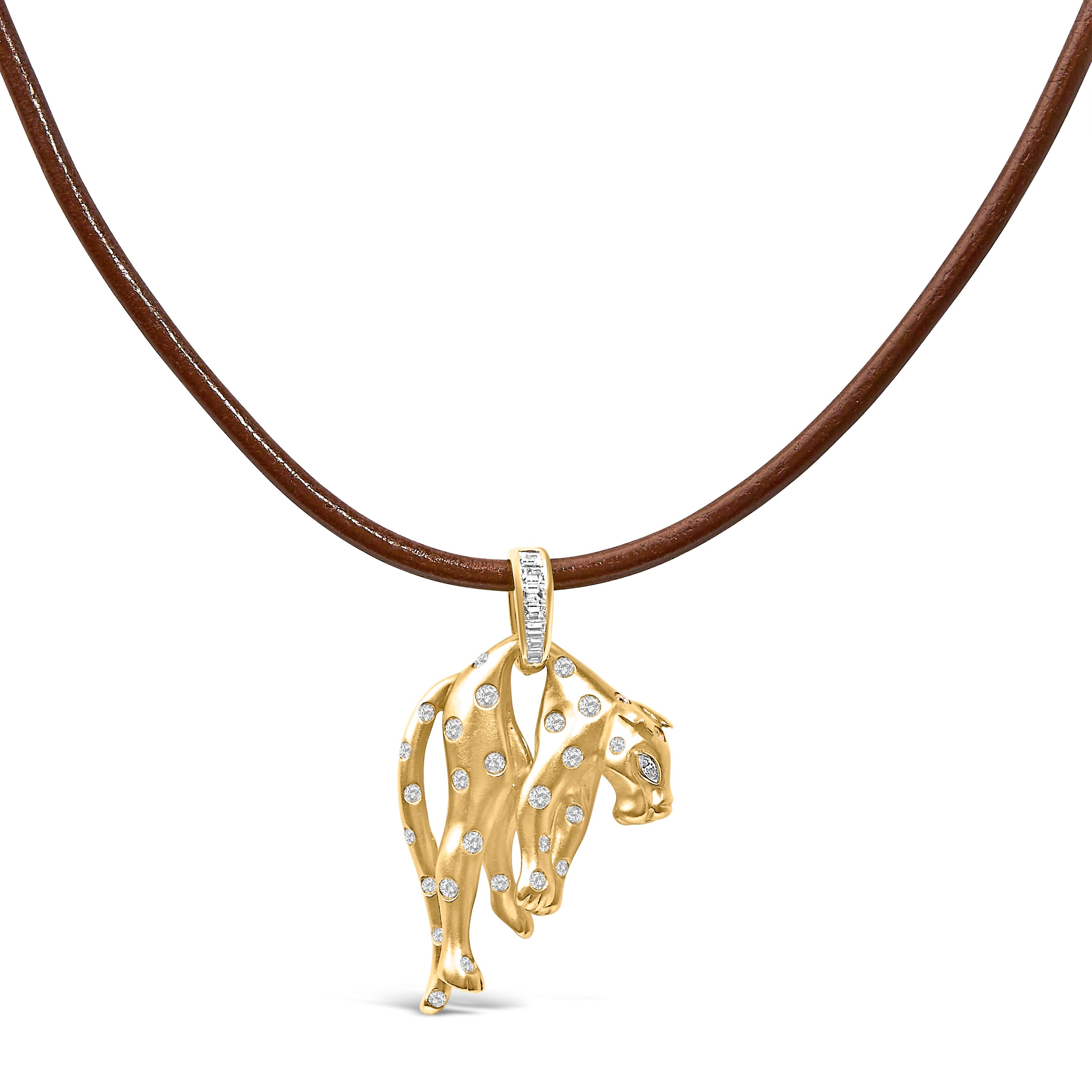 18K 1.00 Cttw Diamond Cat and Bail Pendant Necklace Collar with Matte Finish (F-G Color, VS2-SI1 Clarity) by Bids.com