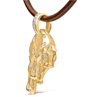 18K 1.00 Cttw Diamond Cat and Bail Pendant Necklace Collar with Matte Finish (F-G Color, VS2-SI1 Clarity) by Bids.com