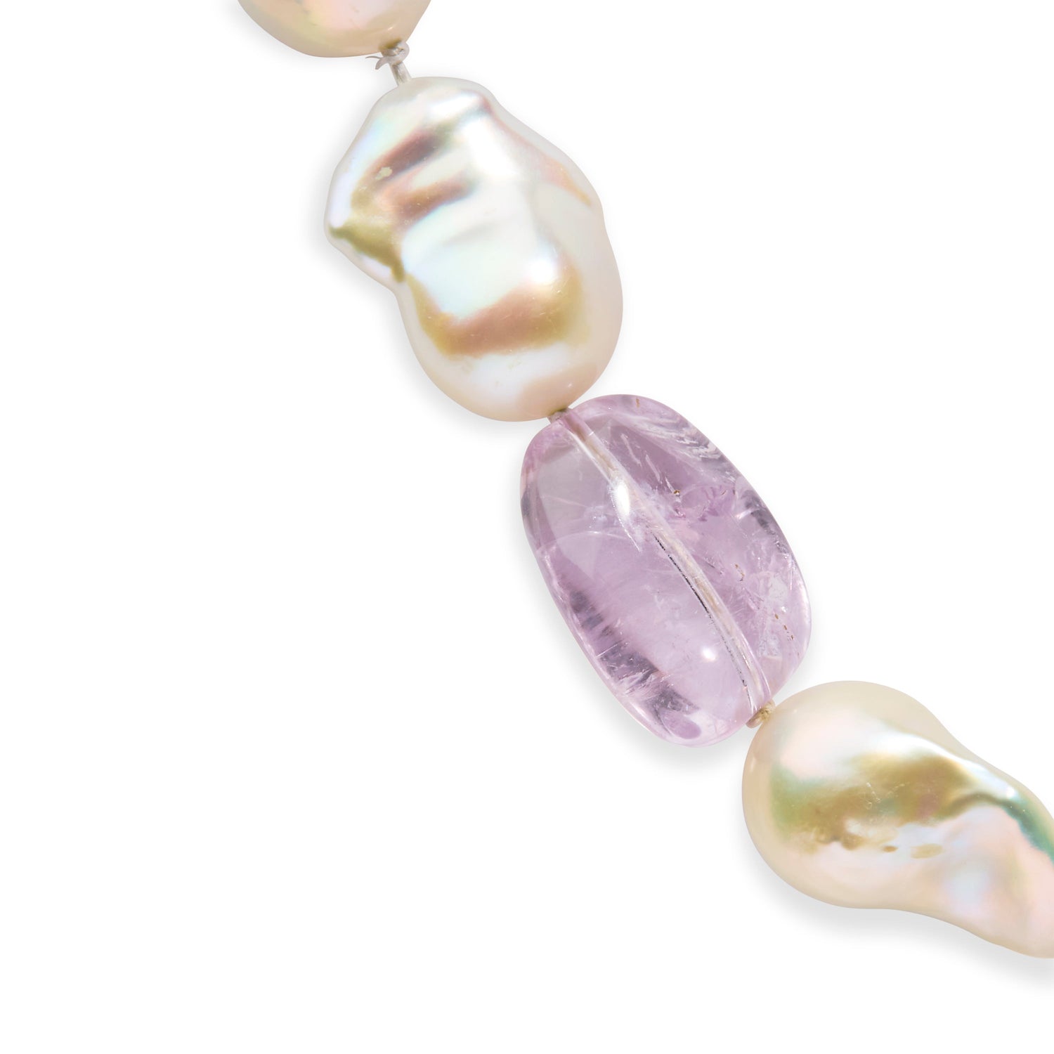 14K Yellow Gold Citrine, Amethyst, and Baroque Pearl Strand Necklace - 18" Inches by Bids.com