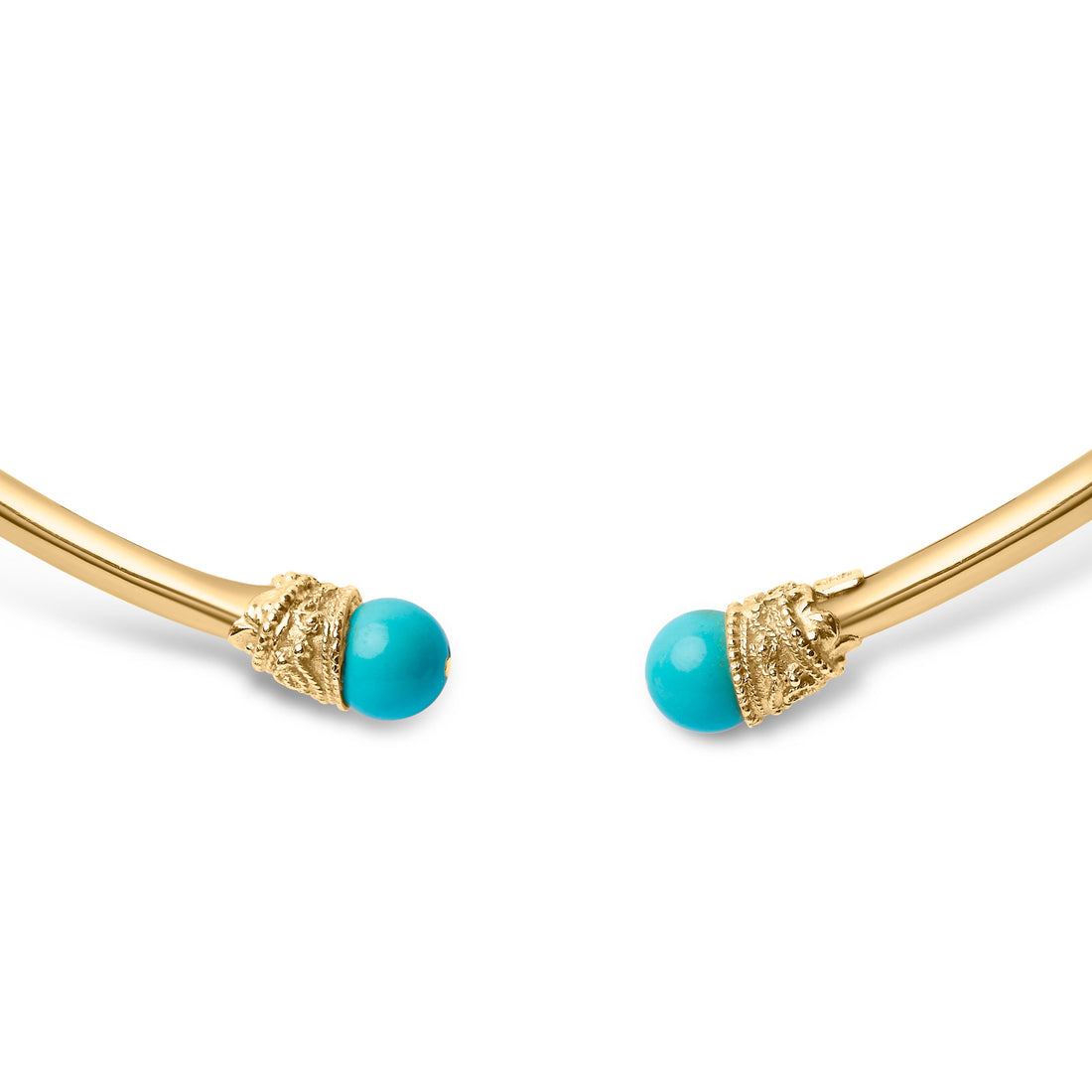 18K Yellow Gold Sculpted Collar Necklace with Turquoise Cabochon Ends by Bids.com