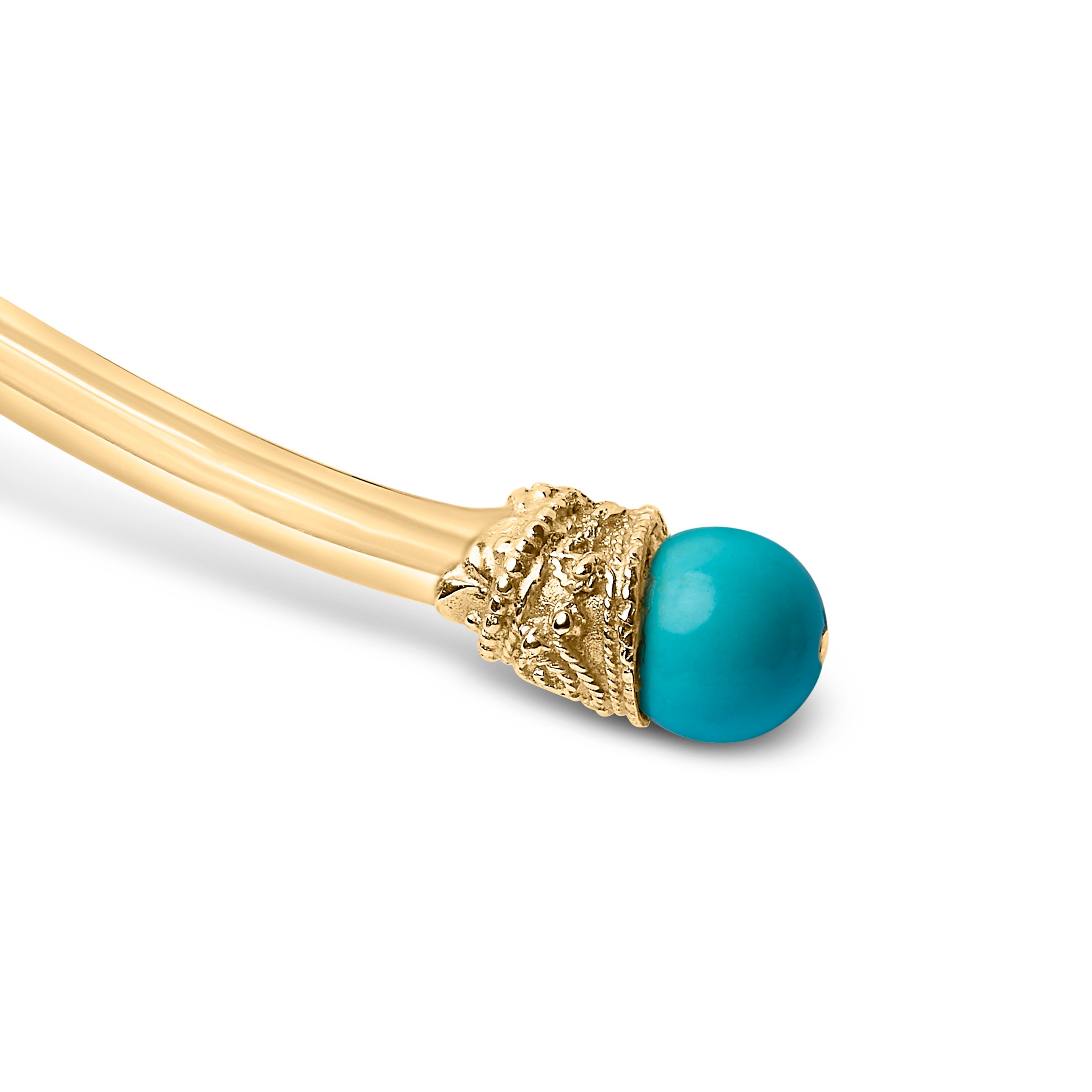 18K Yellow Gold Sculpted Collar Necklace with Turquoise Cabochon Ends by Bids.com