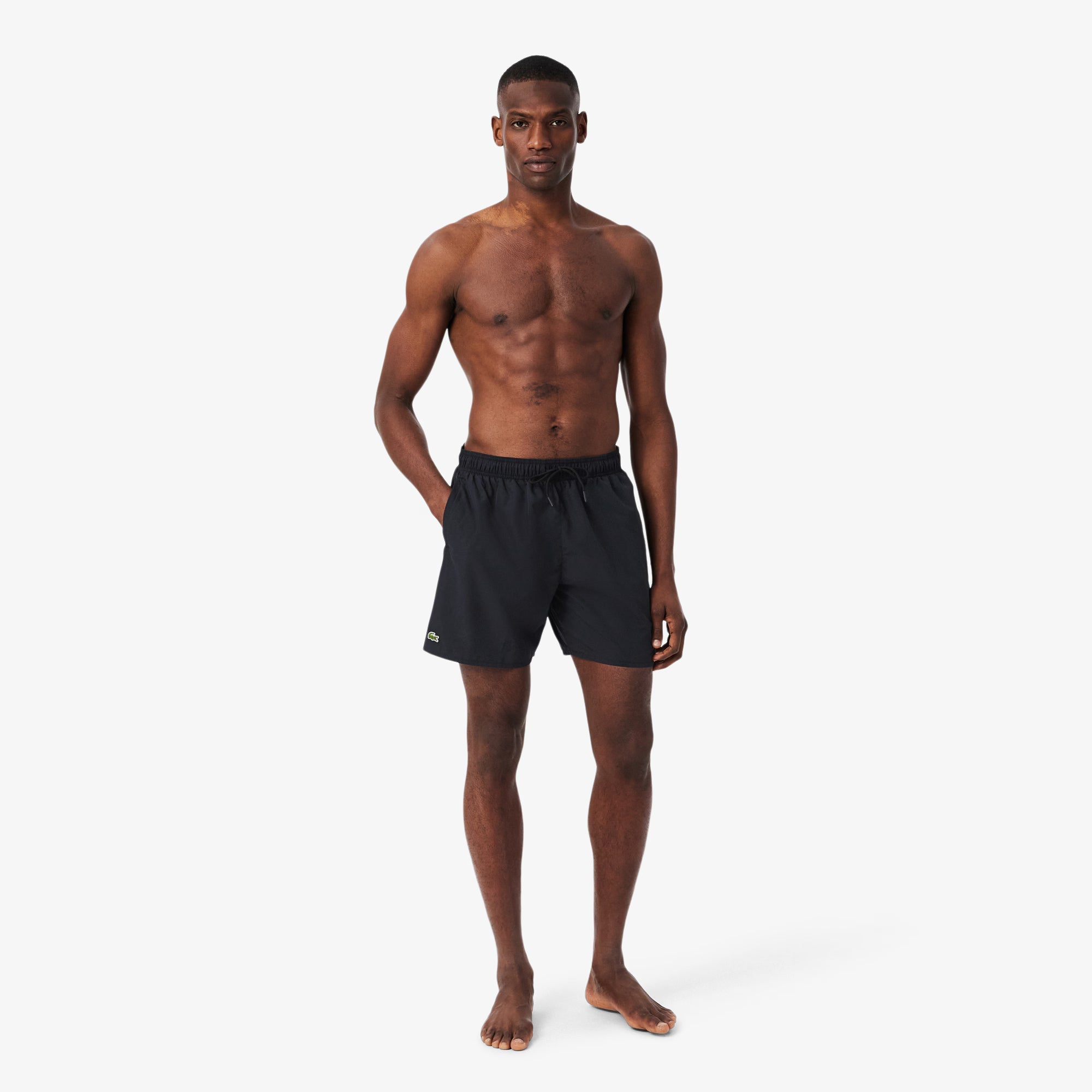 Lacoste Mid Length Swim Trunks - Black by Denim Exchange