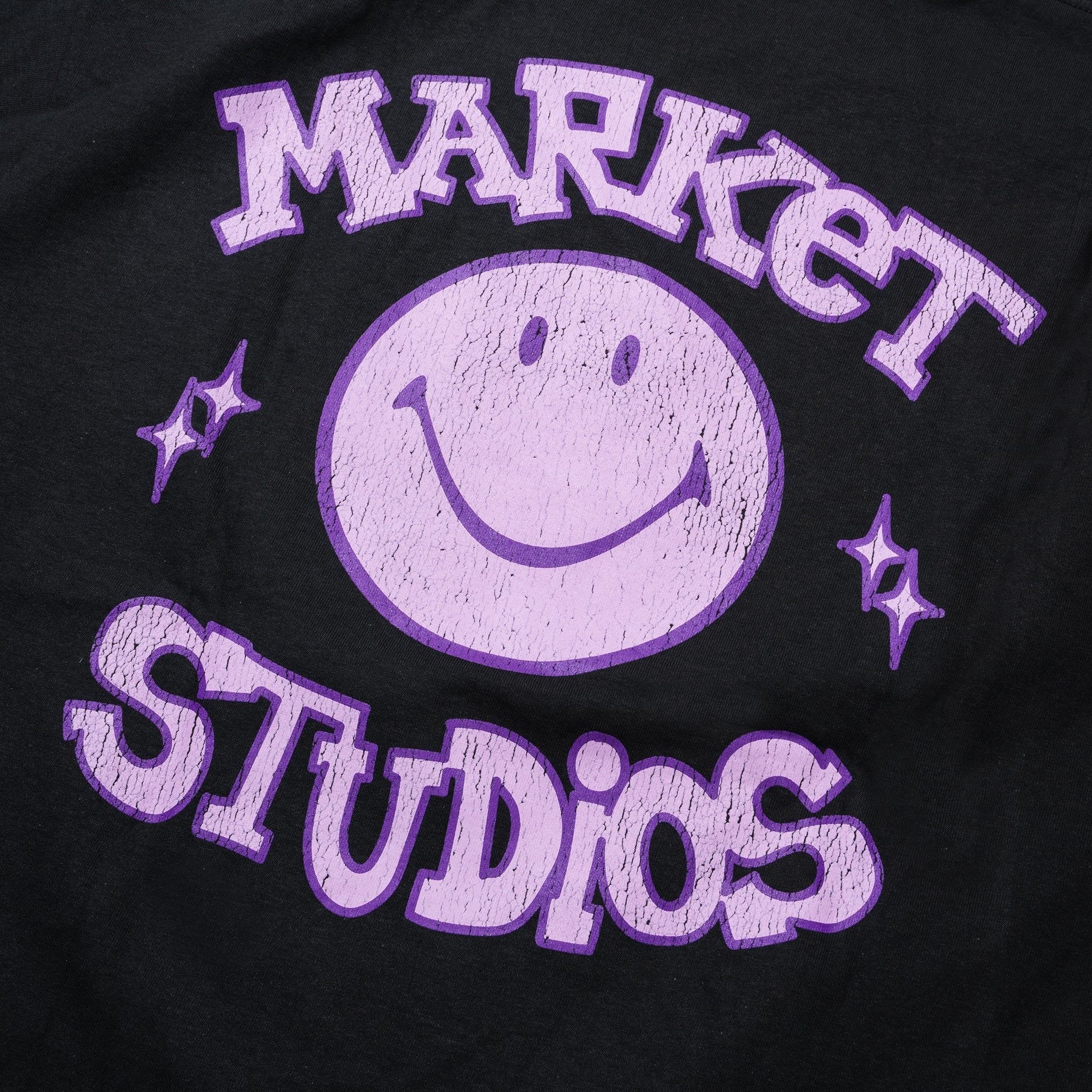 Market Studios Smiley Old School Tee - Washed Black by Denim Exchange