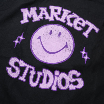 Market Studios Smiley Old School Tee - Washed Black by Denim Exchange
