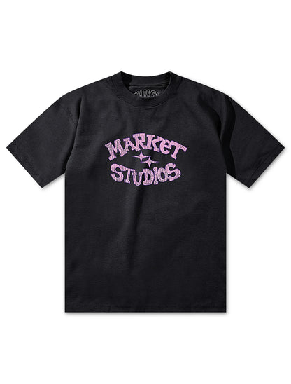Market Studios Smiley Old School Tee - Washed Black by Denim Exchange