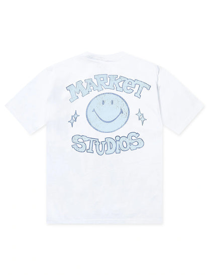 Market Studios Smiley Old School Tee - White by Denim Exchange