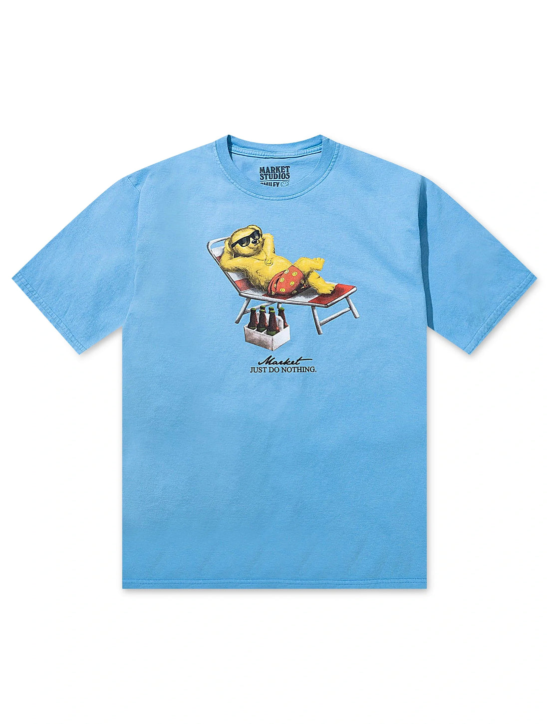 Market Studios Smiley Bearly A Care Tee - Dusk Blue by Denim Exchange