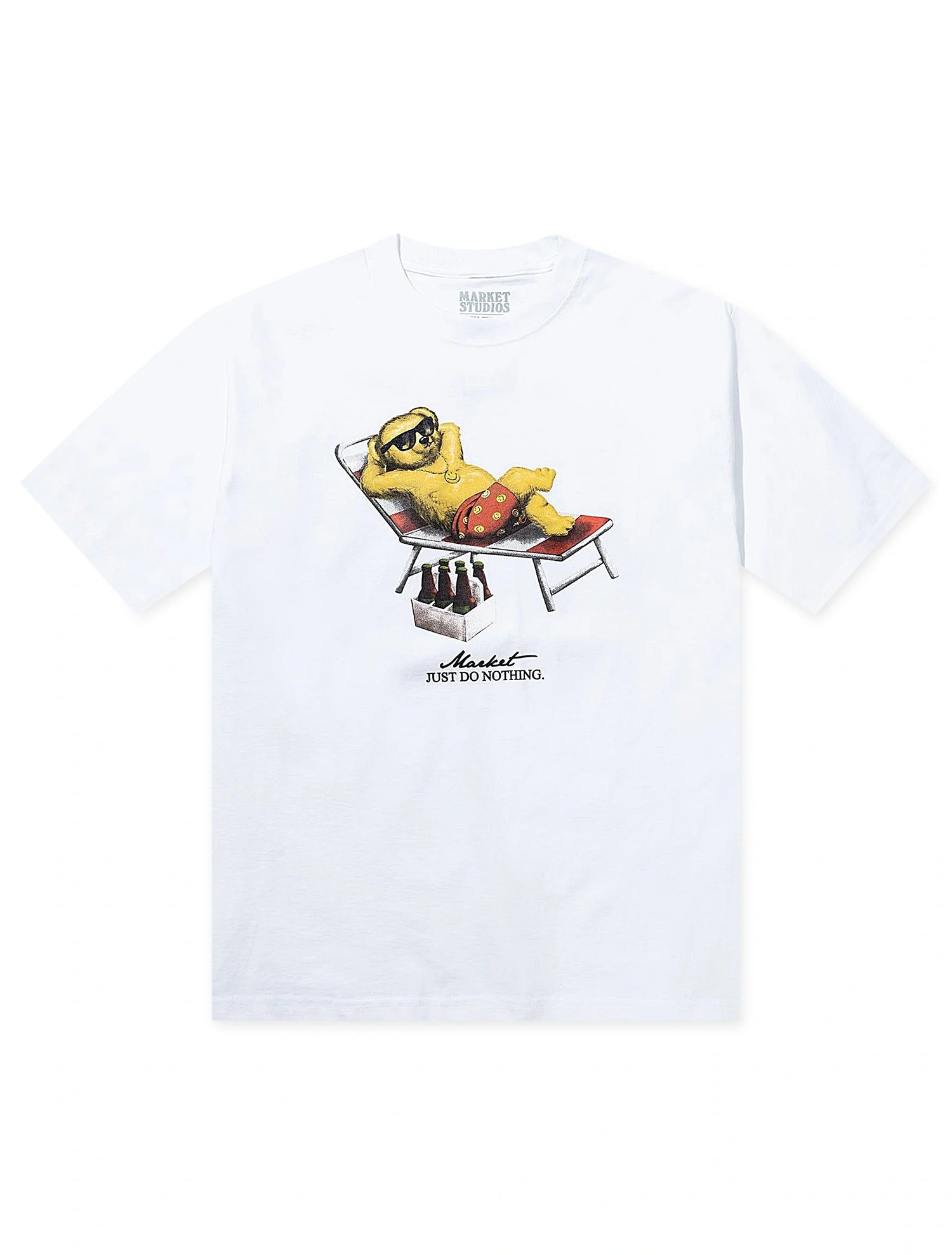 Market Studios Smiley Bearly A Care Tee - White by Denim Exchange