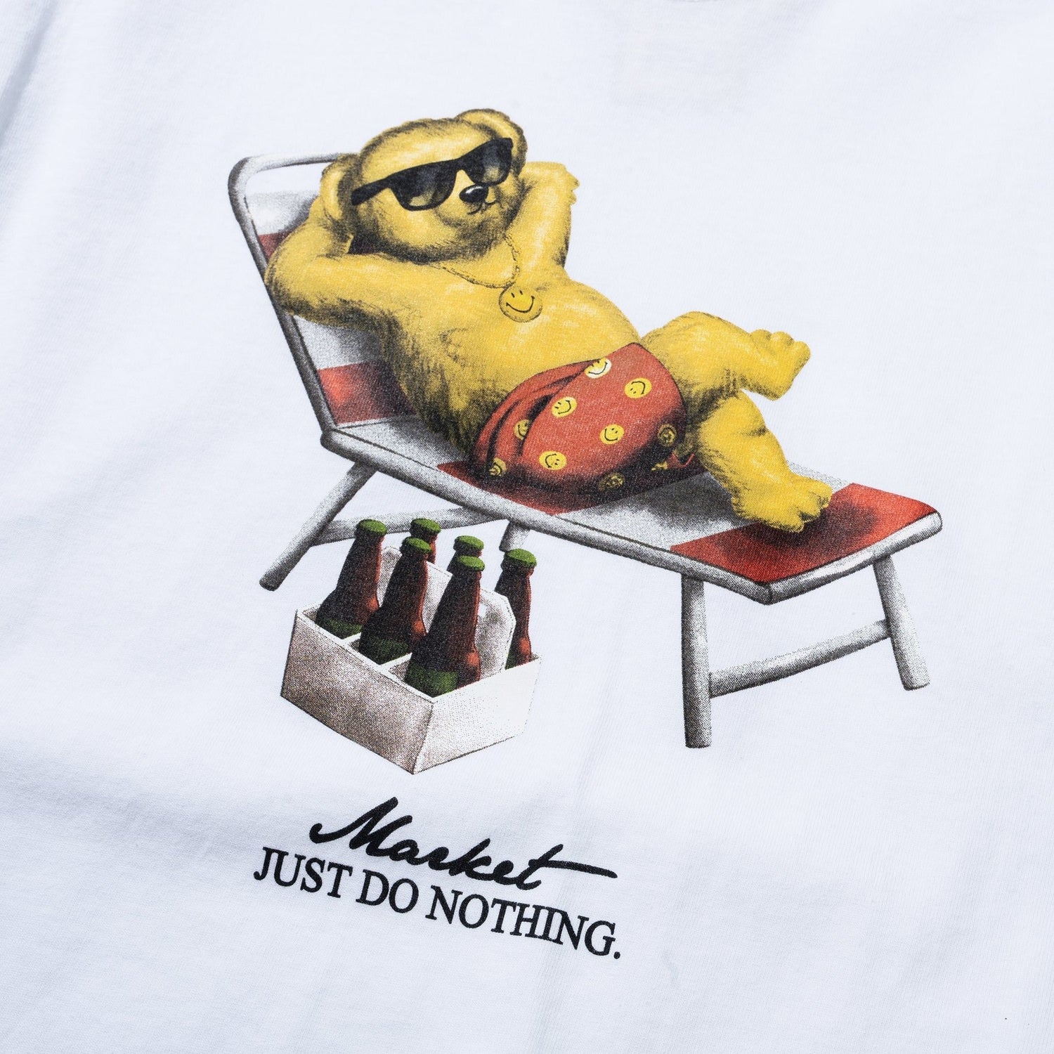 Market Studios Smiley Bearly A Care Tee - White by Denim Exchange