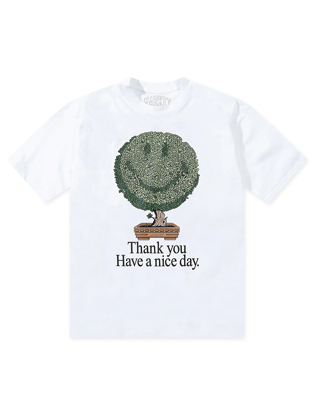 Market Studios Smiley Bonsai Tree Tee - White by Denim Exchange
