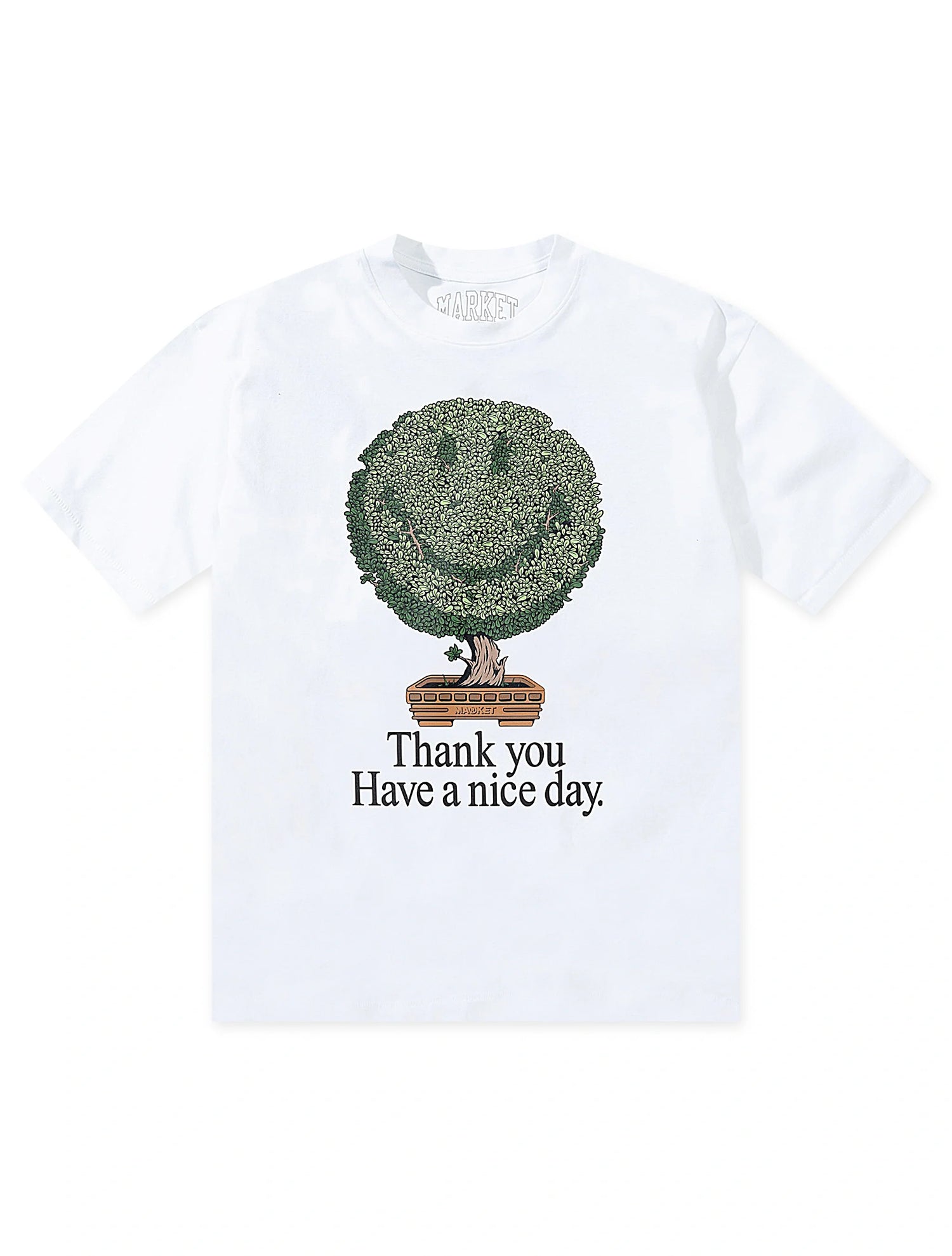 Market Studios Smiley Bonsai Tree Tee - White by Denim Exchange