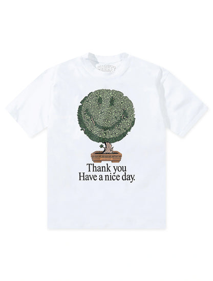 Market Studios Smiley Bonsai Tree Tee - White by Denim Exchange