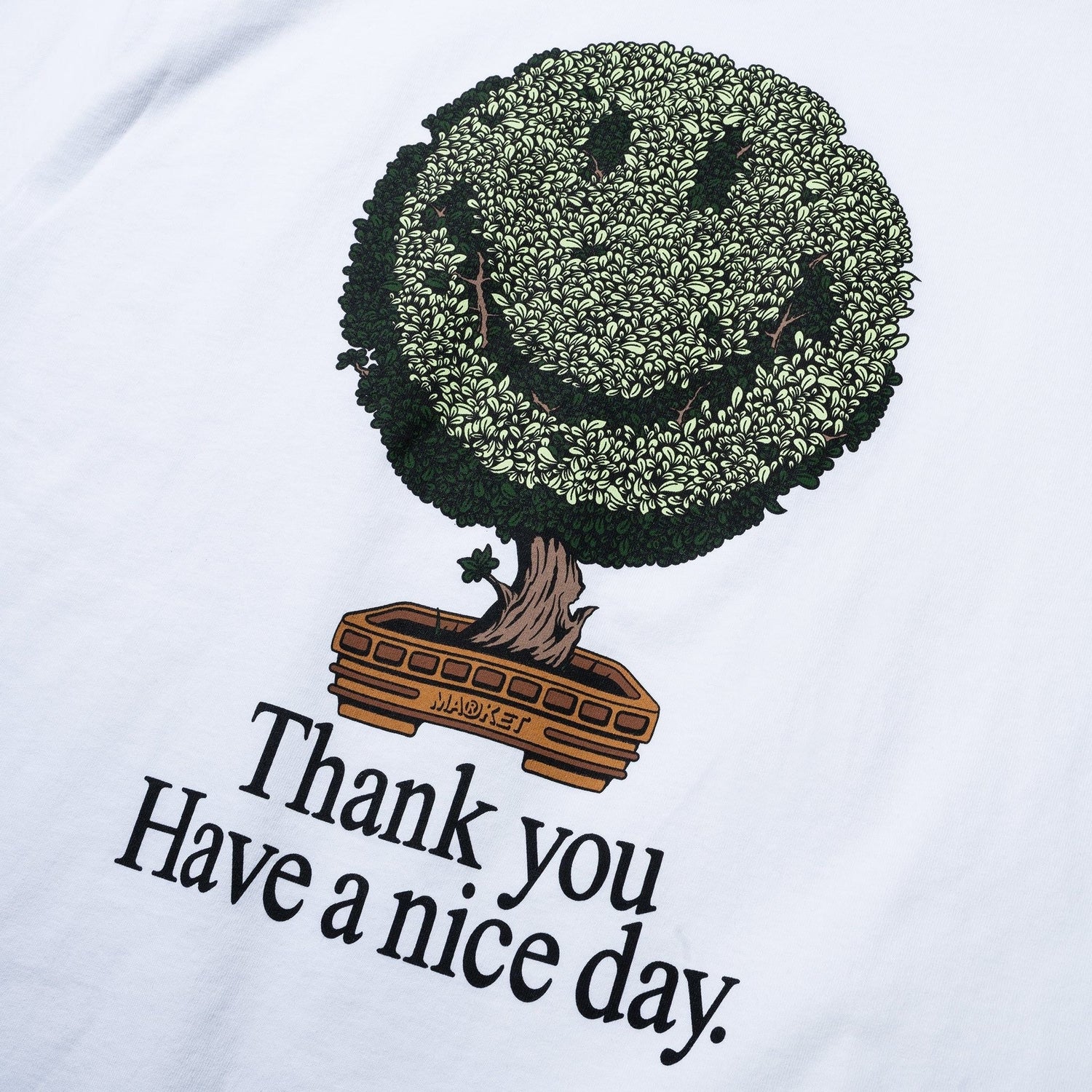 Market Studios Smiley Bonsai Tree Tee - White by Denim Exchange