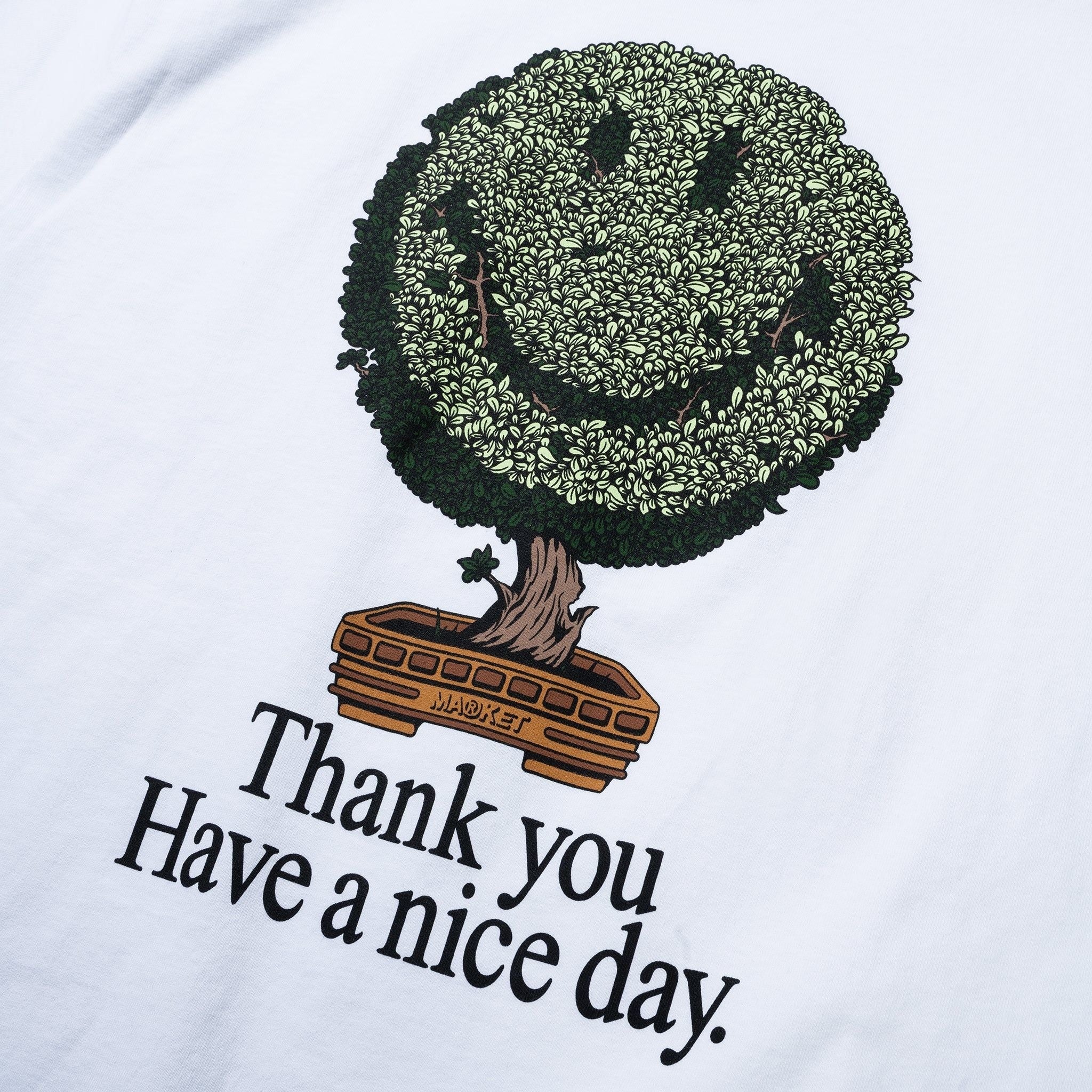 Market Studios Smiley Bonsai Tree Tee - White by Denim Exchange