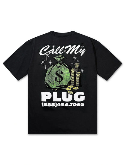Market Studios Call My Plug Tee - Washed Black by Denim Exchange