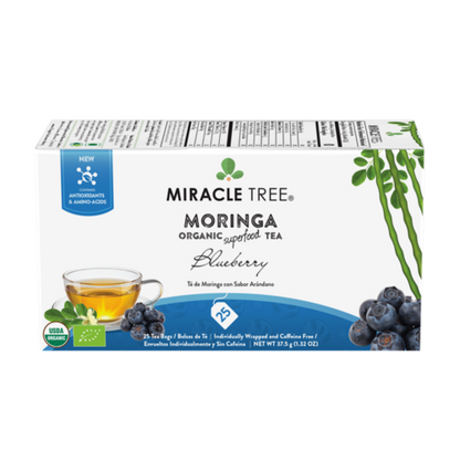 Miracle Tree's Organic Moringa Tea - Blueberry Flavor, 25 Tea Bags