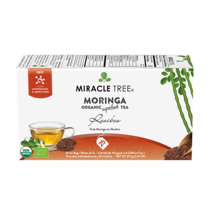 Miracle Tree's Organic Moringa Tea - Rooibos Flavor, 25 Tea Bags