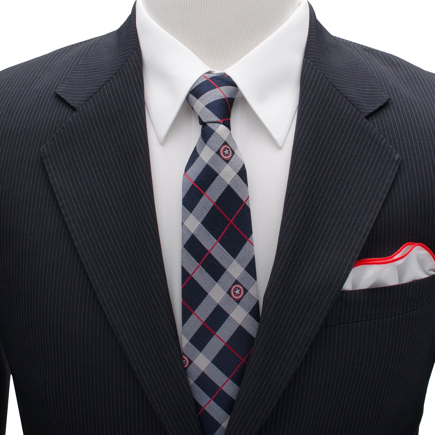 Marvel Captain America Blue Plaid Tie by Cufflinks.com