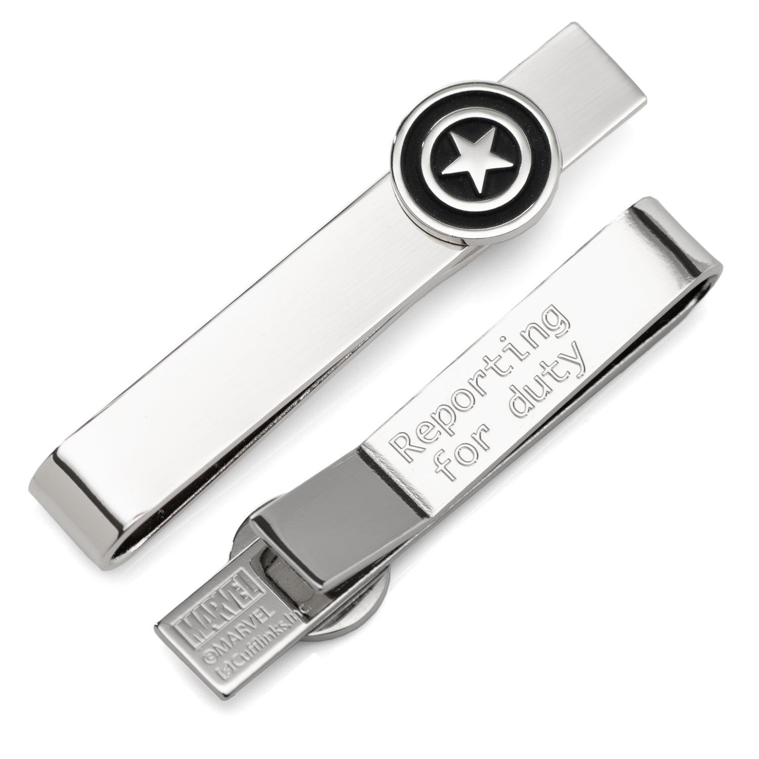 Marvel Captain America Silver Hidden Message Tie Bar by Cufflinks.com