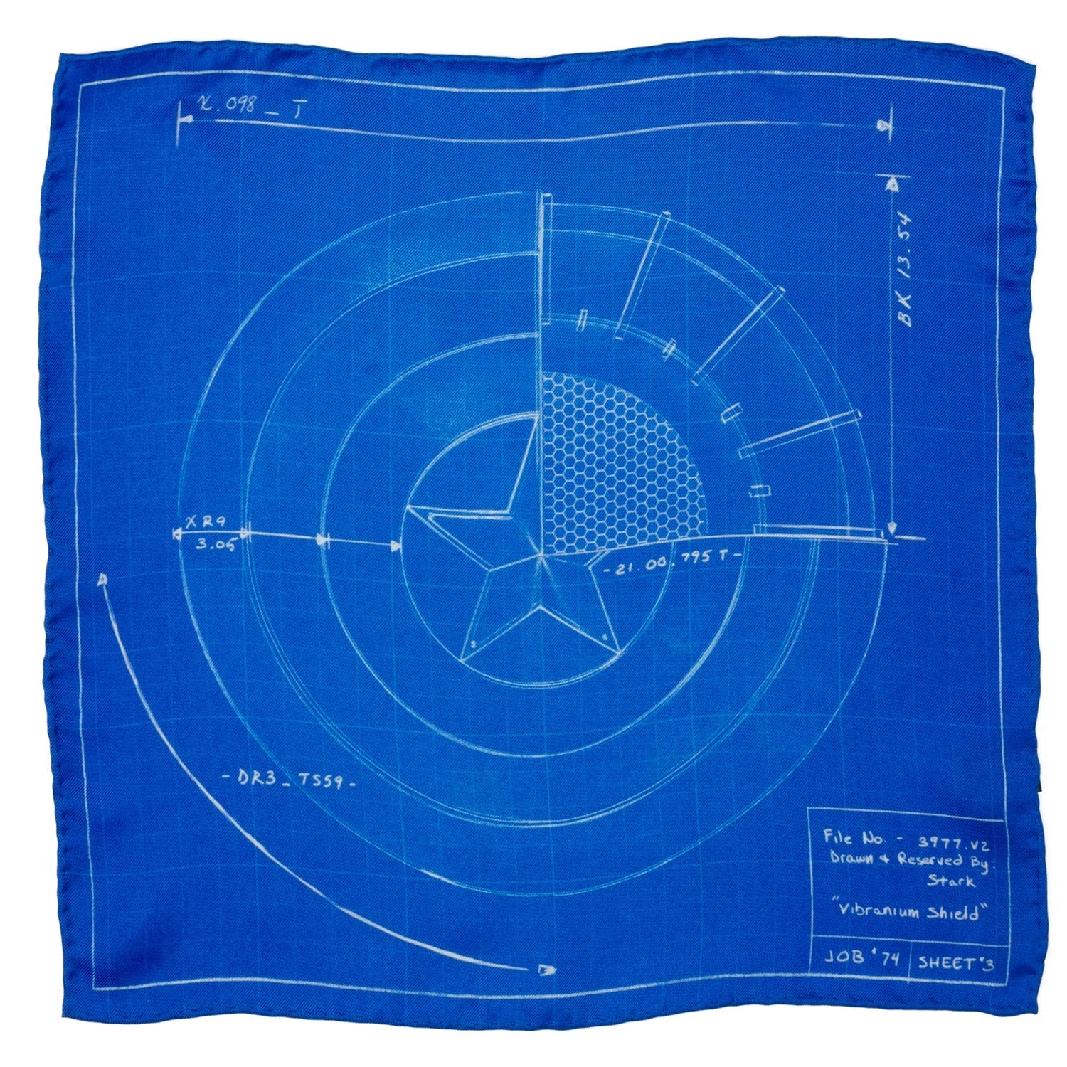 Marvel Captain America Shield Blueprint Pocket Square 