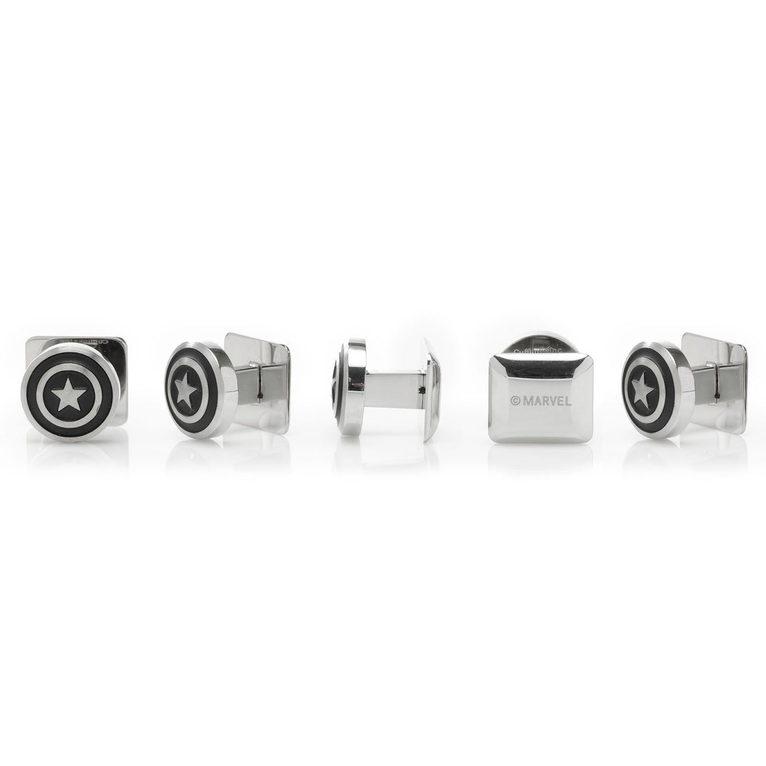 Marvel Captain America Shield Stainless Steel 5-Stud Set by Cufflinks.com