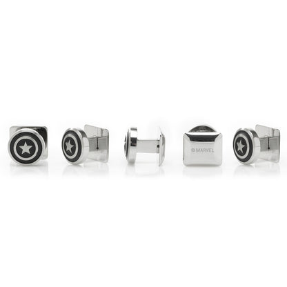 Marvel Captain America Shield Stainless Steel 5-Stud Set by Cufflinks.com