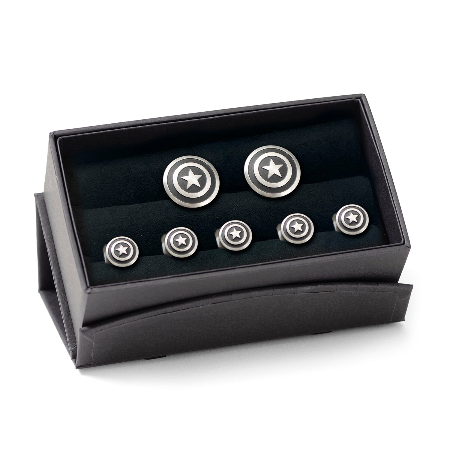 Marvel Captain America Shield Stainless Steel 5-Stud Set by Cufflinks.com
