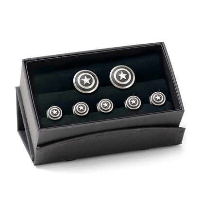 Marvel Captain America Shield Stainless Steel 5-Stud Set by Cufflinks.com