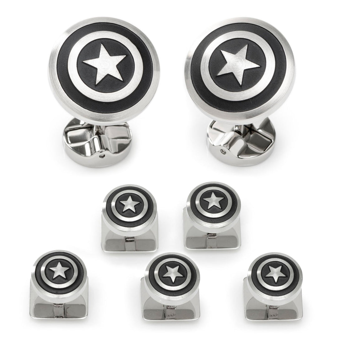 Marvel Captain America Shield Stainless Steel 5-Stud Set by Cufflinks.com
