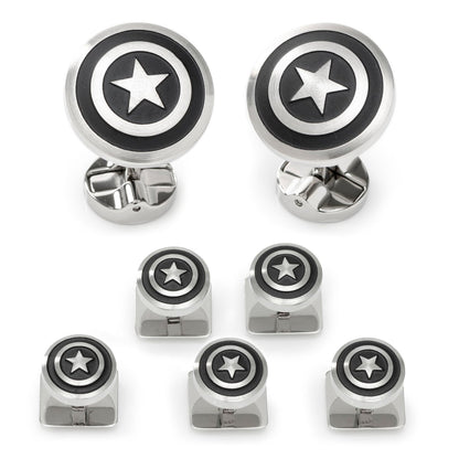 Marvel Captain America Shield Stainless Steel 5-Stud Set by Cufflinks.com