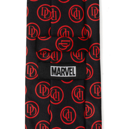 Marvel Daredevil Men’s Black Tie and Embossed Logo Lapel Pin Gift Set