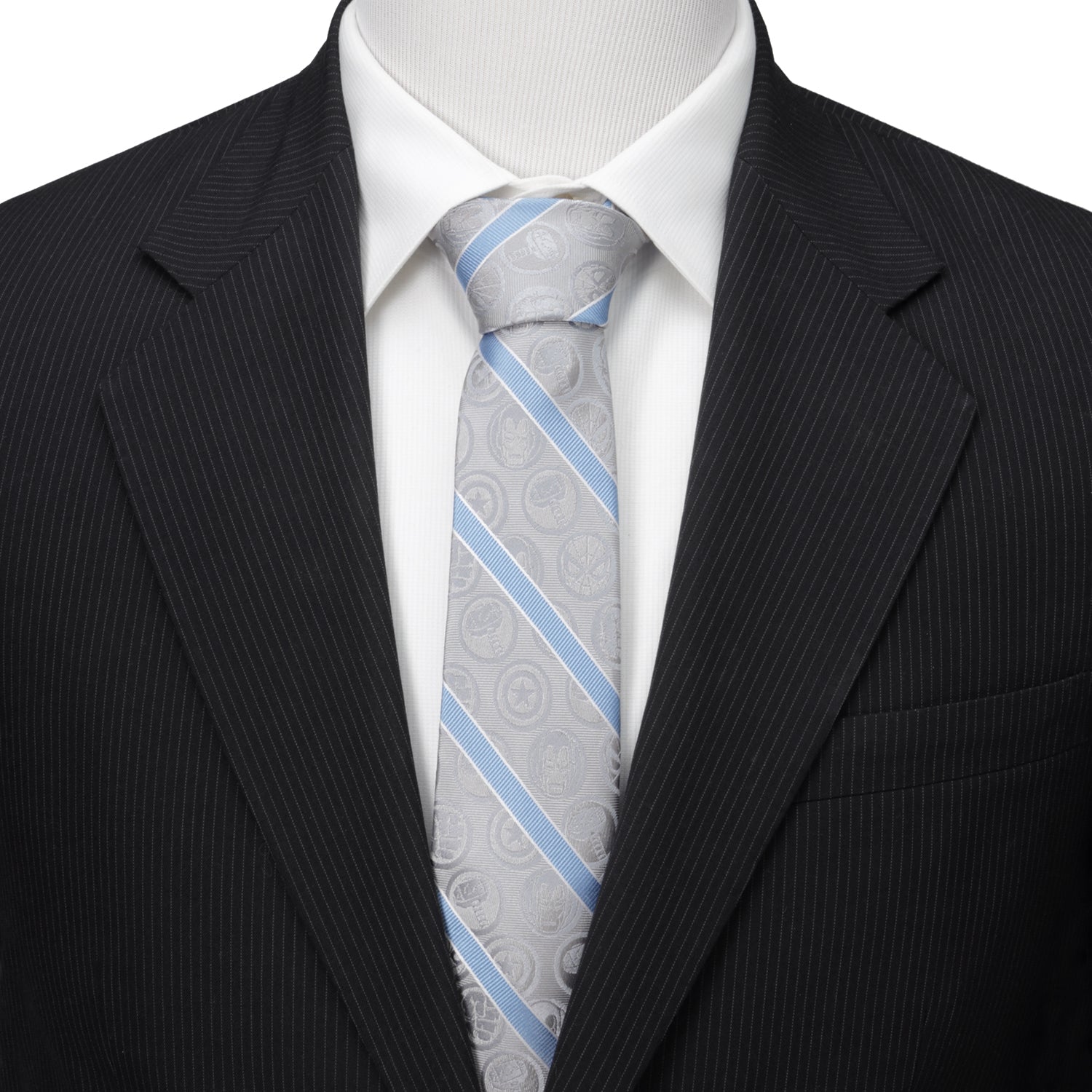 Marvel Comics Gray and Blue Stripe Men&