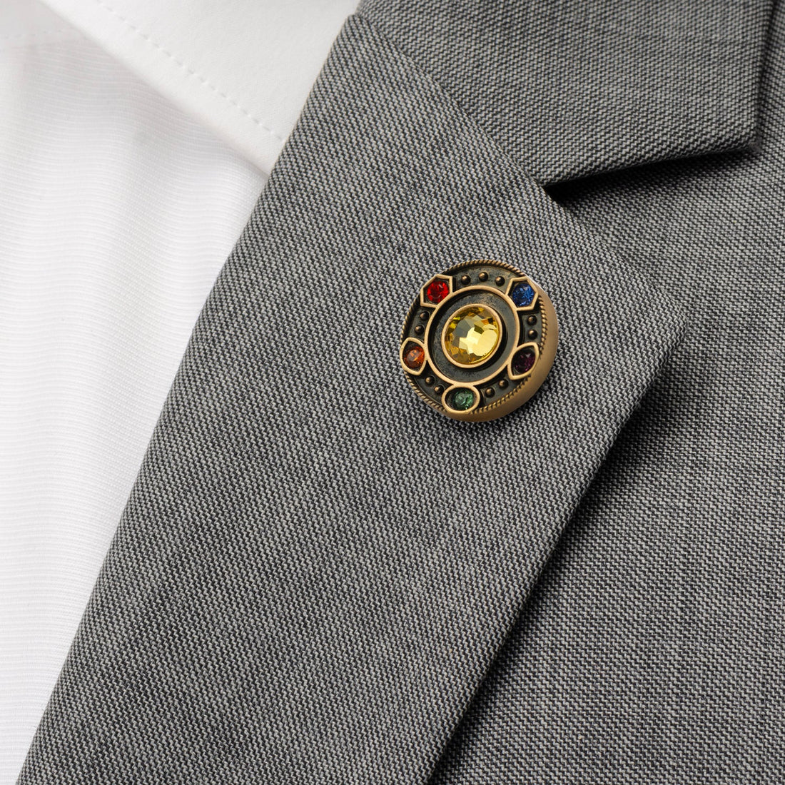 Marvel Avengers Infinity Stones Antique Gold Lapel Pin by Cufflinks.com