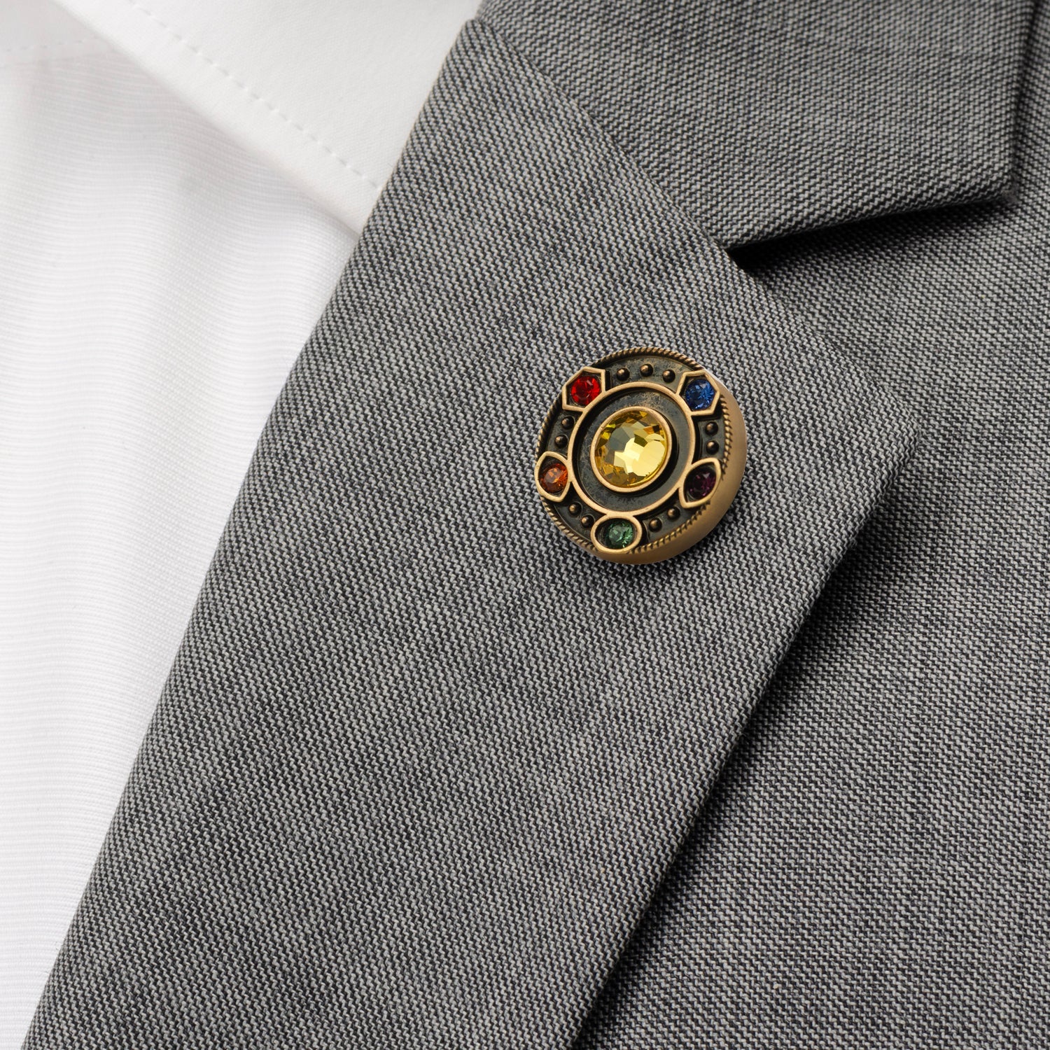Marvel Avengers Infinity Stones Antique Gold Lapel Pin by Cufflinks.com