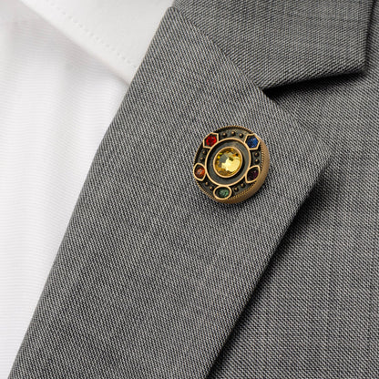 Marvel Avengers Infinity Stones Antique Gold Lapel Pin by Cufflinks.com