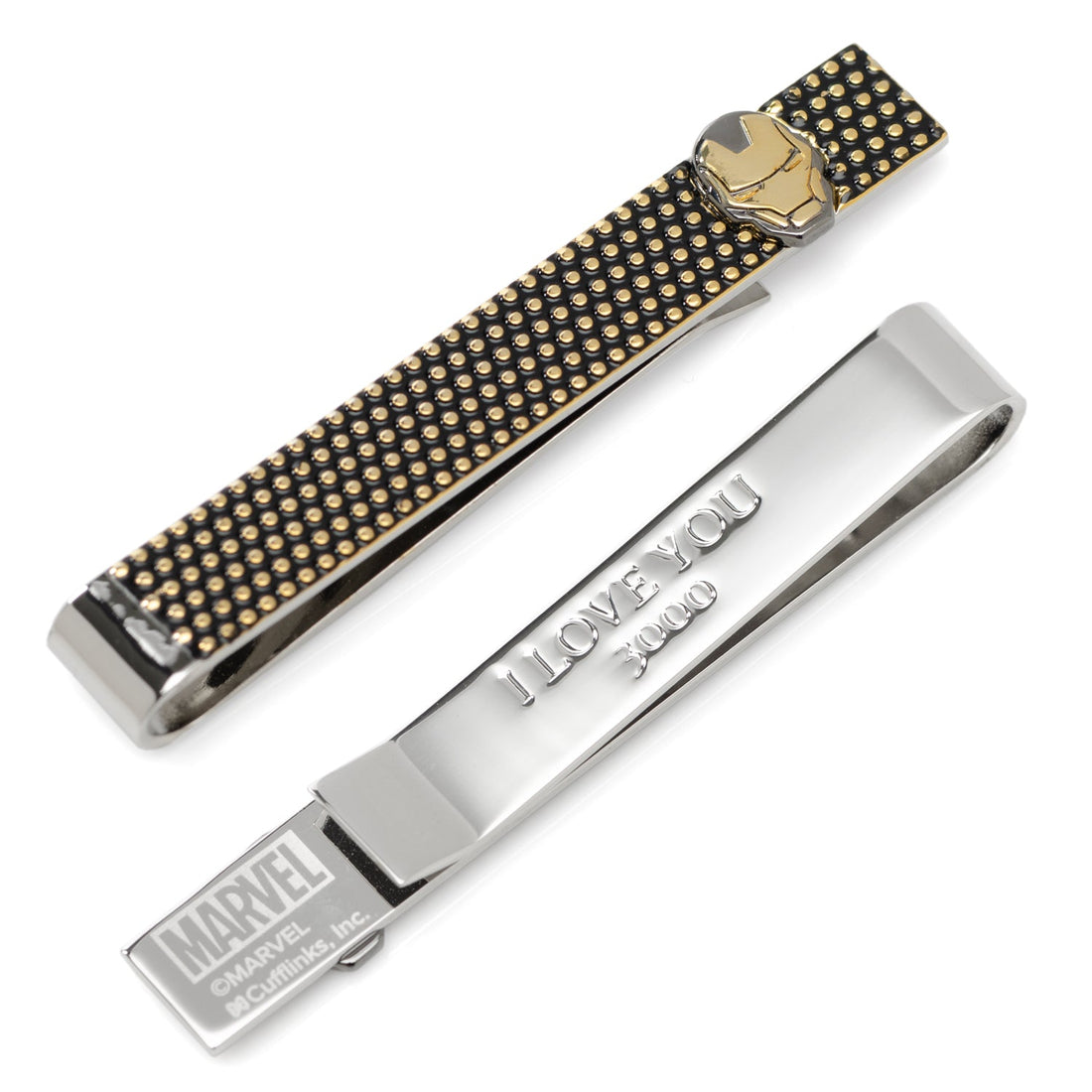 Marvel Iron Man "I Love You 3000" Textured Hidden Message Tie Bar by Cufflinks.com