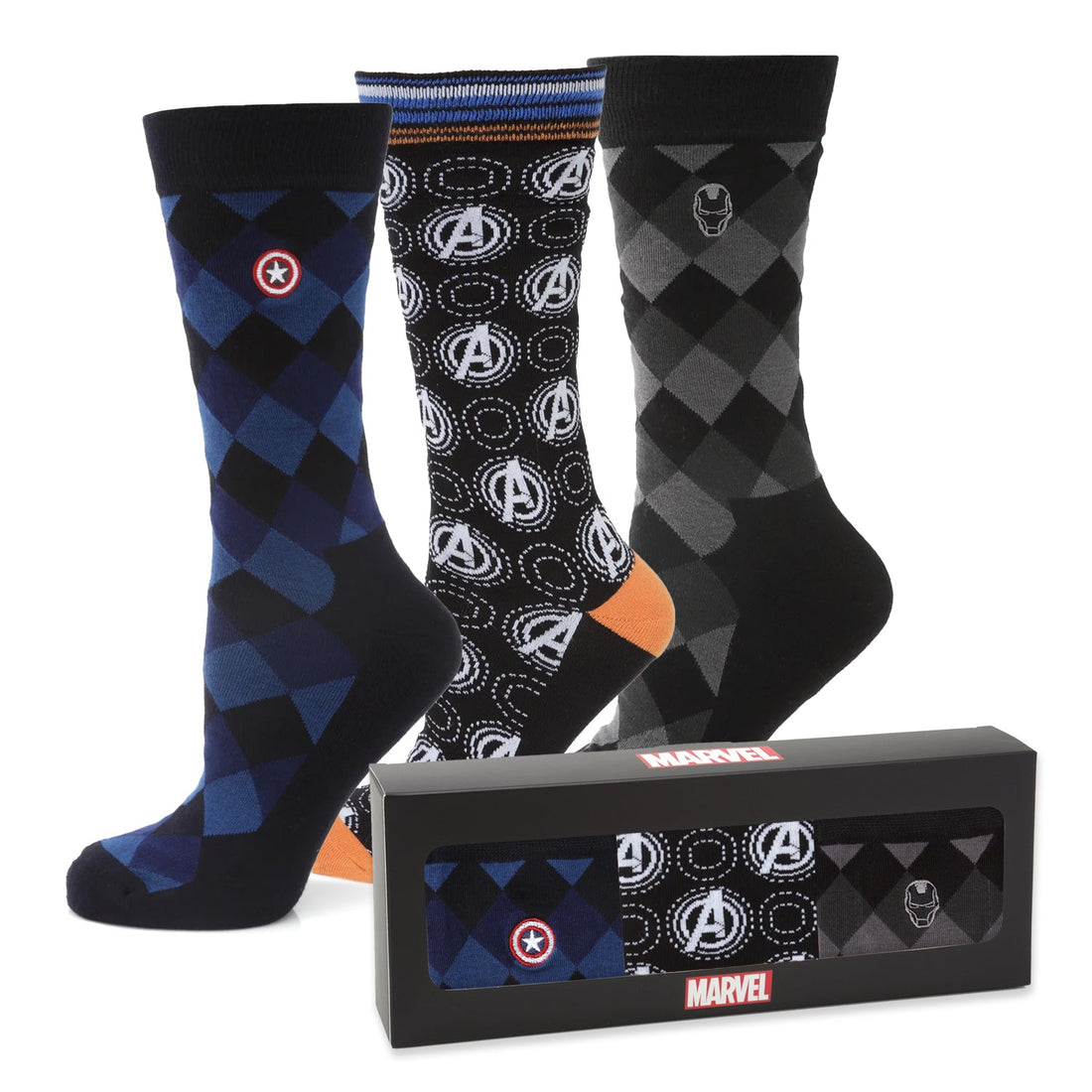 Marvel Argyle 3 Socks Pack and Lapel Pin Gift Set