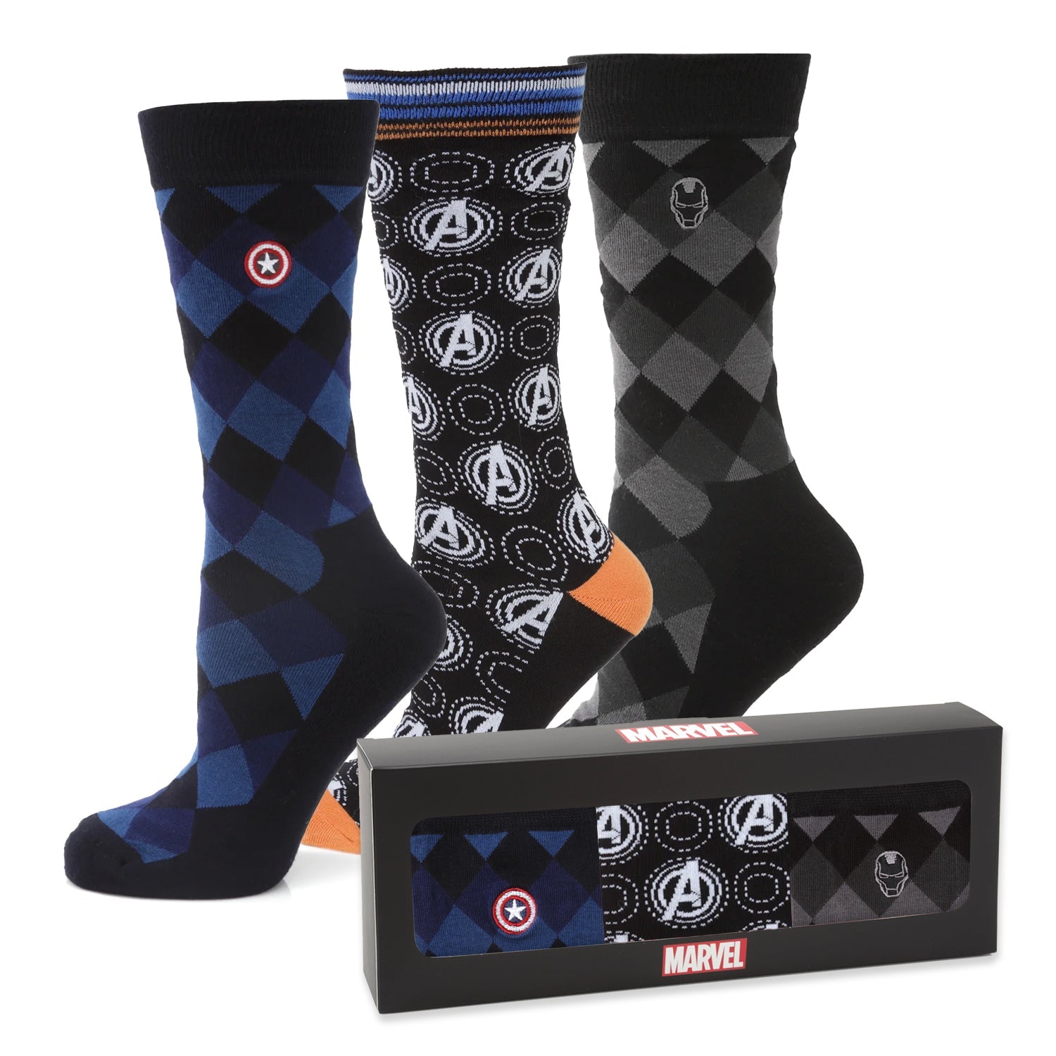 Marvel Argyle 3 Socks Pack and Lapel Pin Gift Set by Cufflinks.com