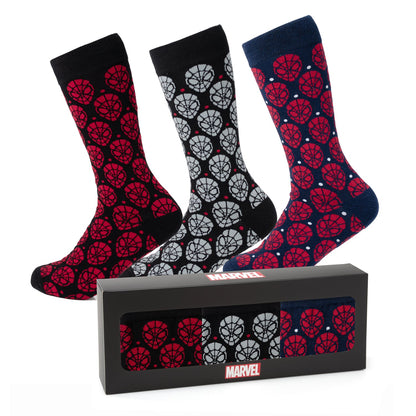 Marvel Spider-Man Dot 3 Pack Socks and Lapel Pin Gift Set